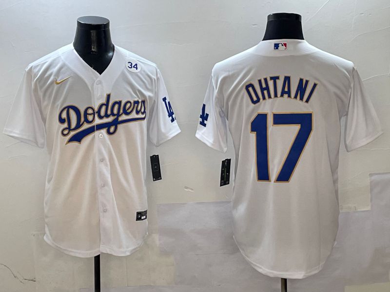 Men Los Angeles Dodgers #17 Ohtani White Blue Game 2025 Nike MLB Jersey style 4025